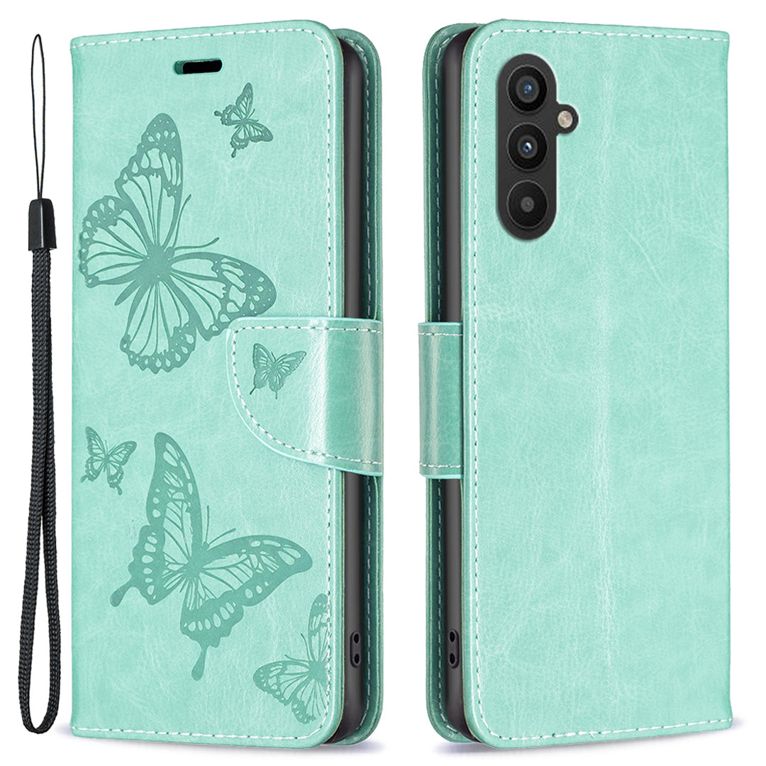 Til Samsung Galaxy A25 5G Butterfly Imprinted Flip Phone Case Anti-Dust Stand Wallet Læder Telefoncover med rem Til Samsung Galaxy A25 5G Butterfly Imprinted Flip Phone Case Anti-Dust Stand Wallet Læder Telefoncover med rem